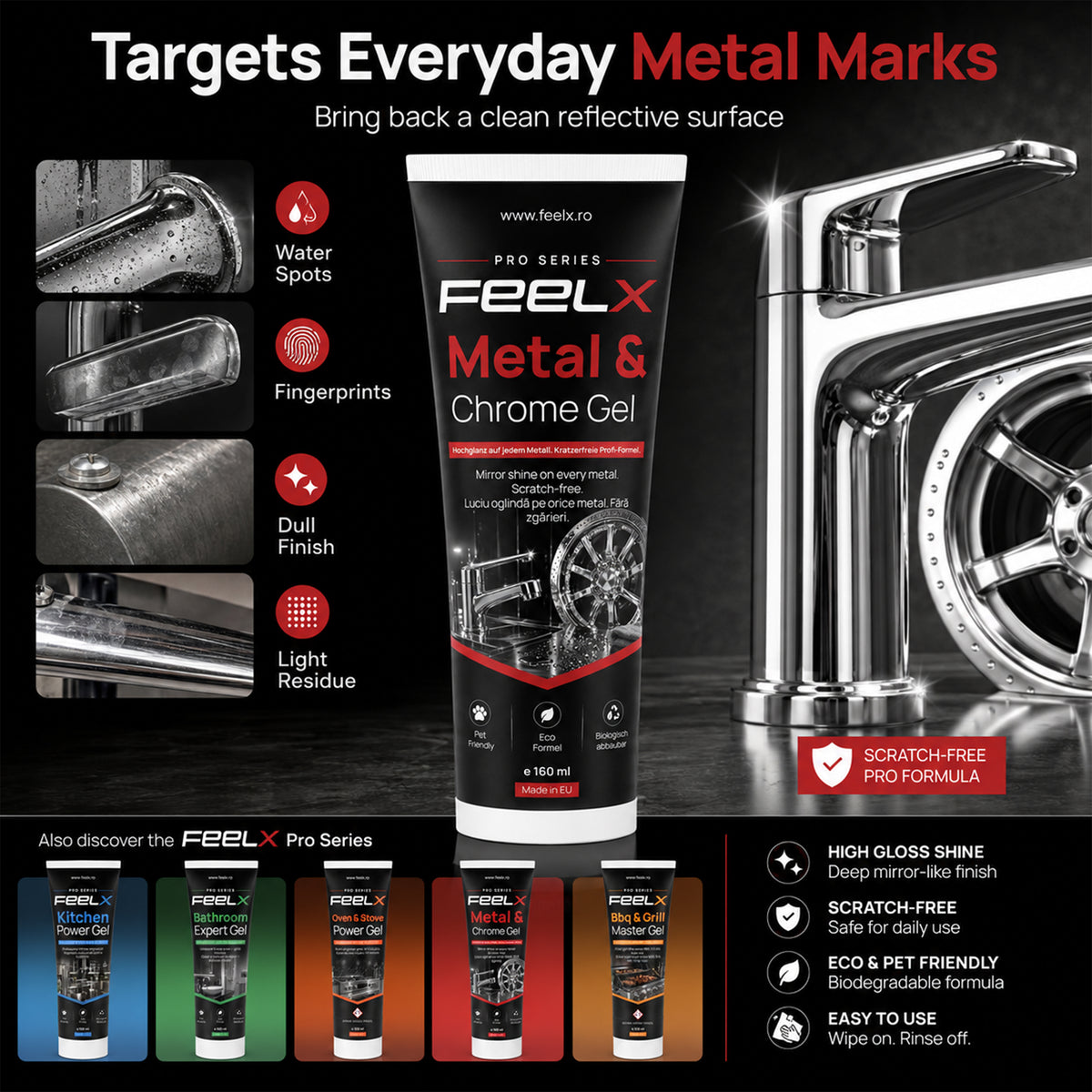 Gel FeelX Metal & Crom – tub 150 ml