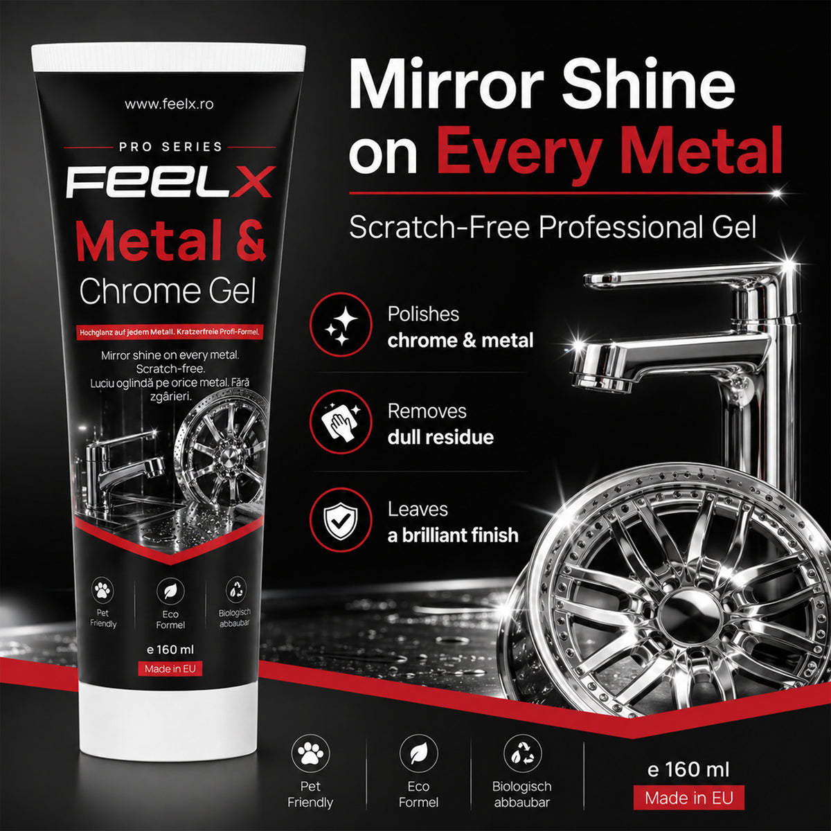 Gel FeelX Metal & Crom – tub 150 ml