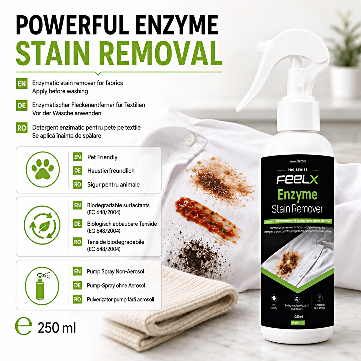 Spray FeelX Îndepărtare Pete – 250 ml