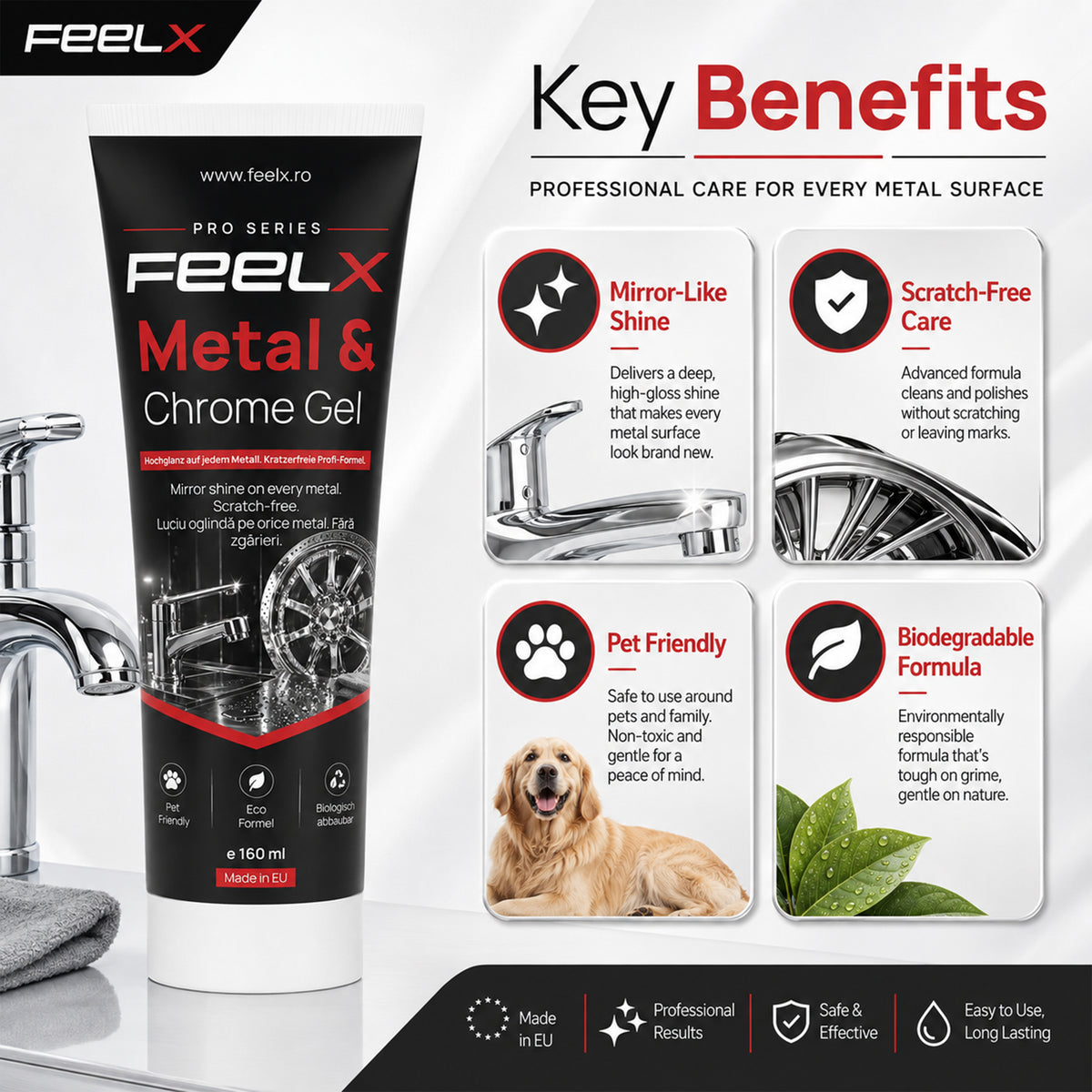 Gel FeelX Metal & Crom – tub 150 ml