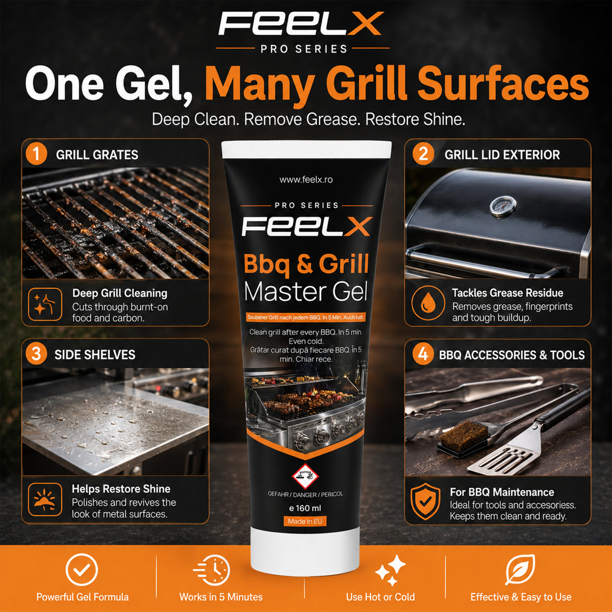 Gel FeelX Grătar & BBQ – tub 150 ml