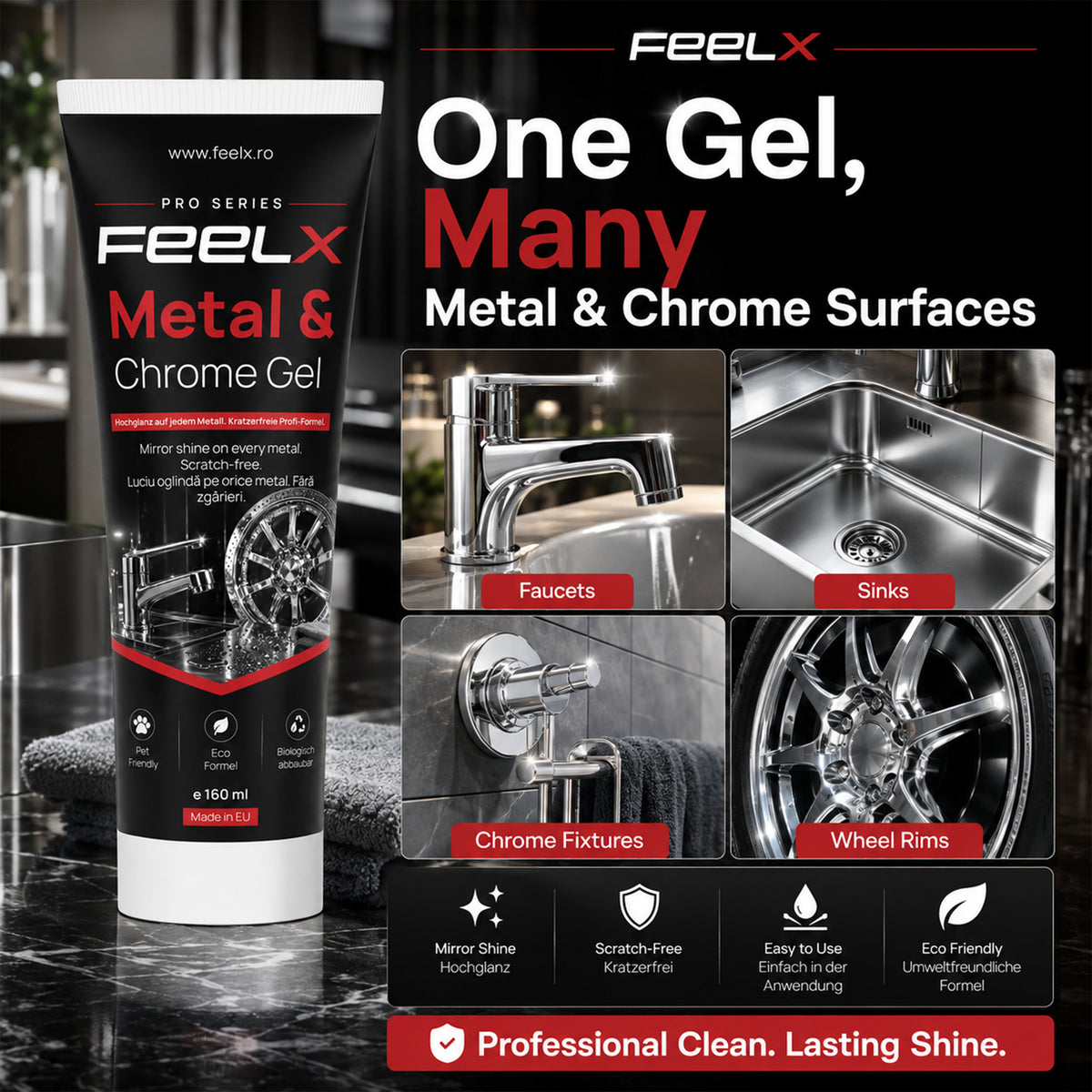 Gel FeelX Metal & Crom – tub 150 ml