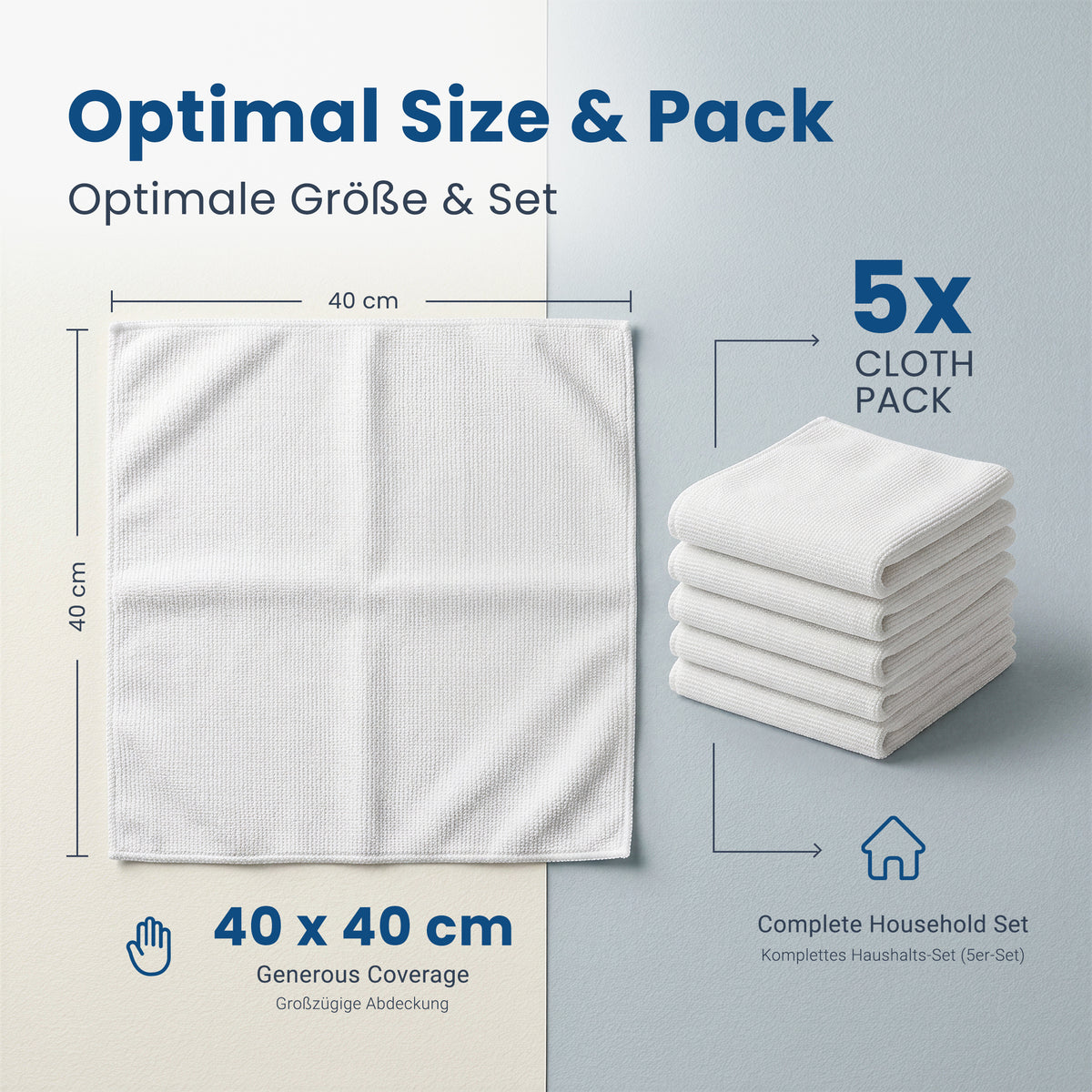 Lavete albe reutilizabile FeelX – 5 bucăți 40x40 cm