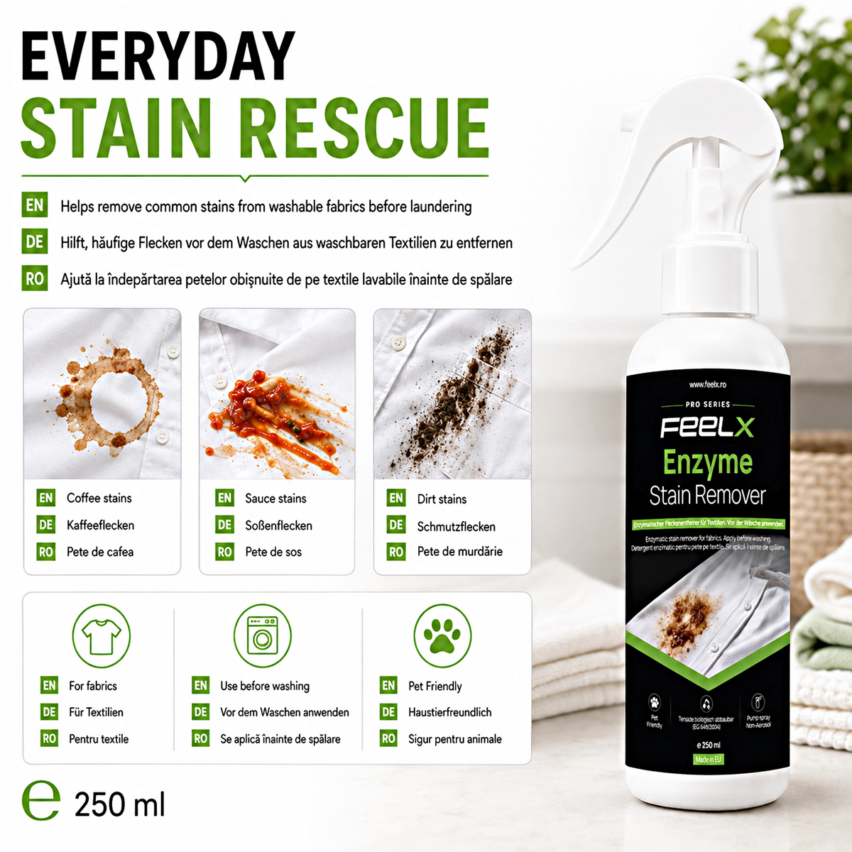 Spray FeelX Îndepărtare Pete – 250 ml
