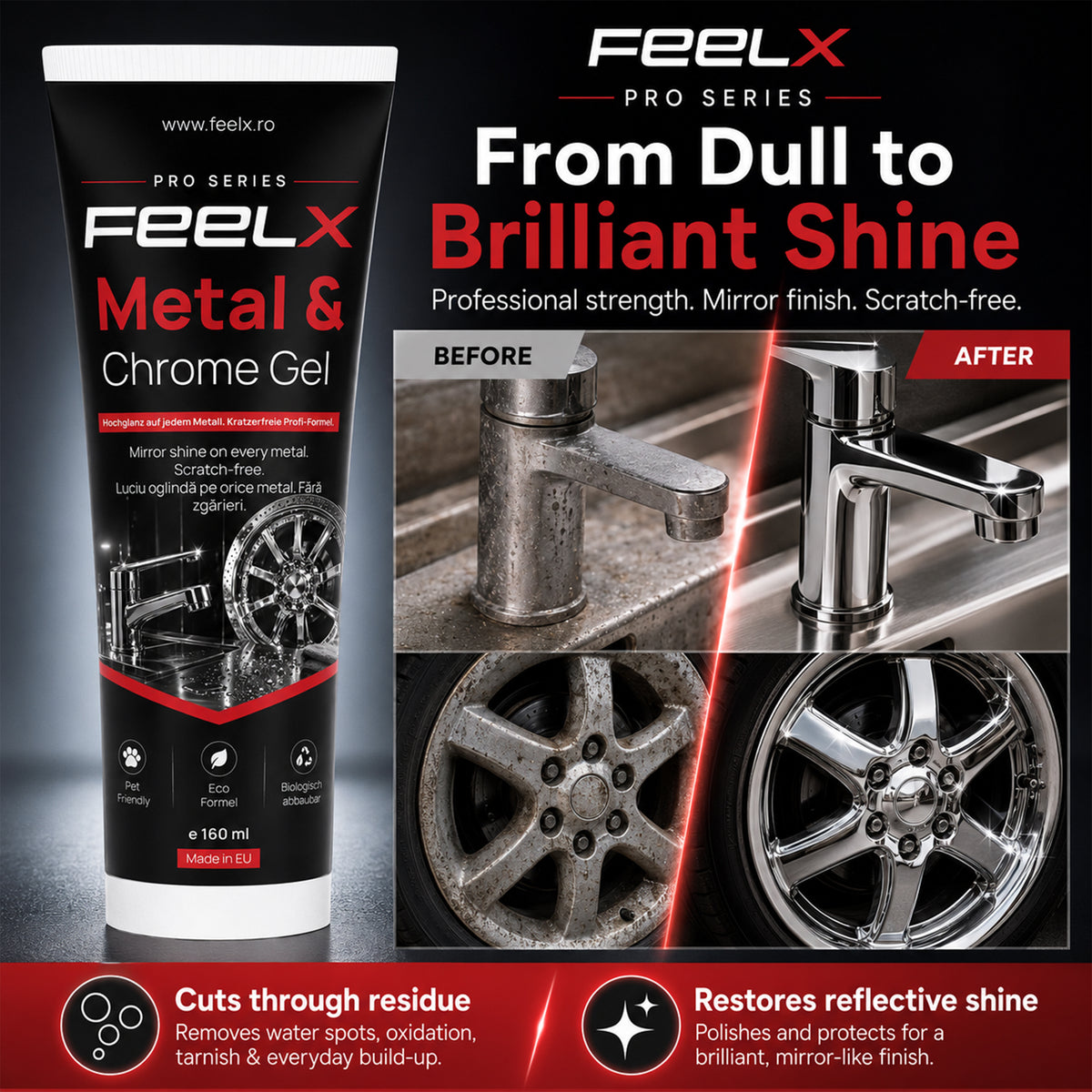 Gel FeelX Metal & Crom – tub 150 ml