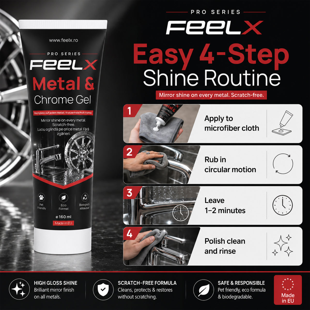 Gel FeelX Metal & Crom – tub 150 ml