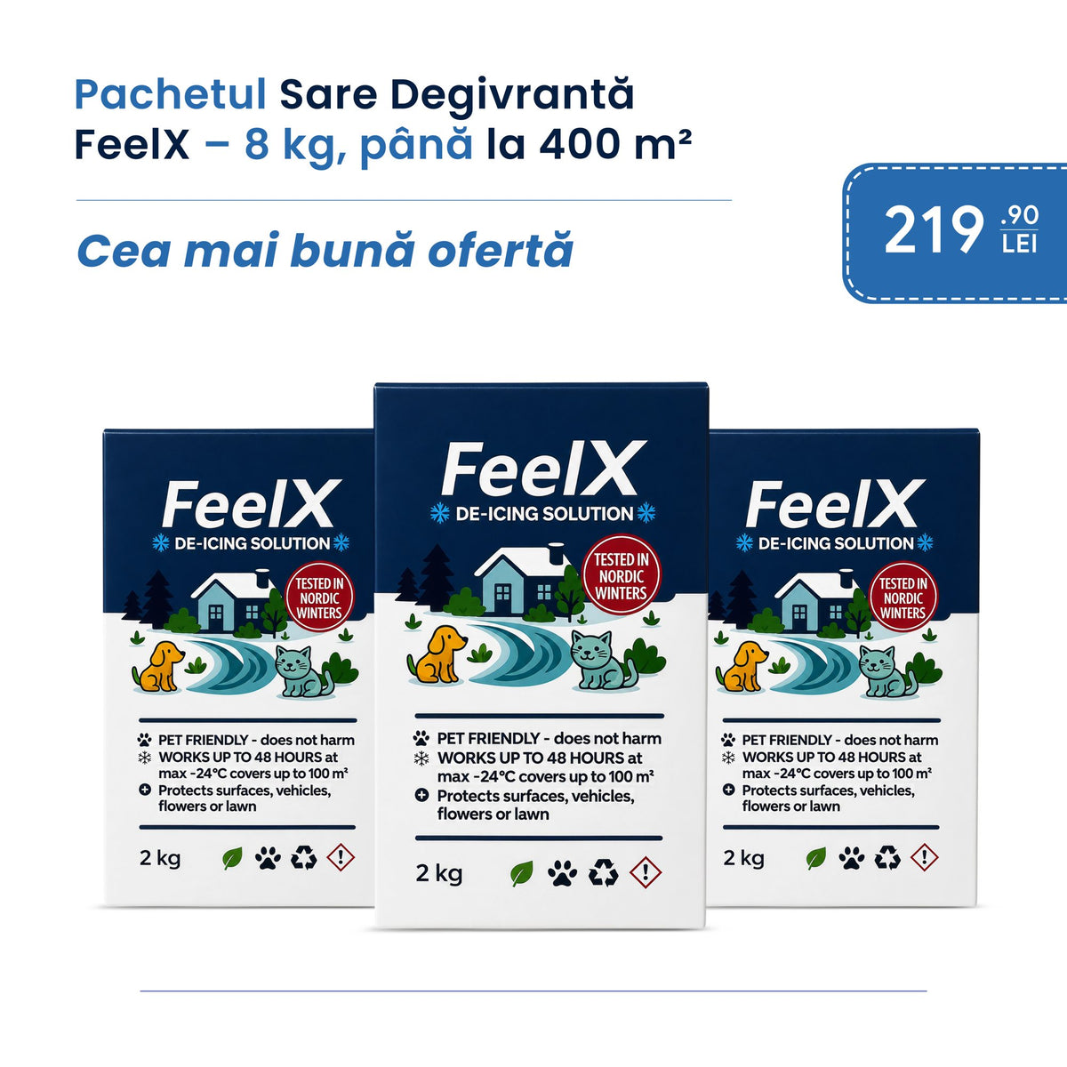 Pachet sare degivrantă FeelX – 8 kg, până la 400 m²